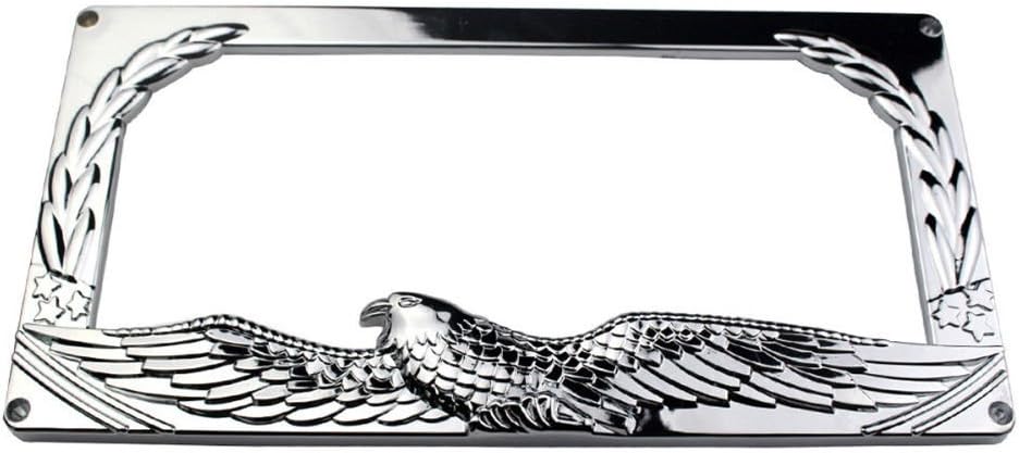 BNIB-NINTE 3D American Bald Eagle License Plate Frame Universal ABS Chrome-2 Holes W/O Cap Silver,-$5