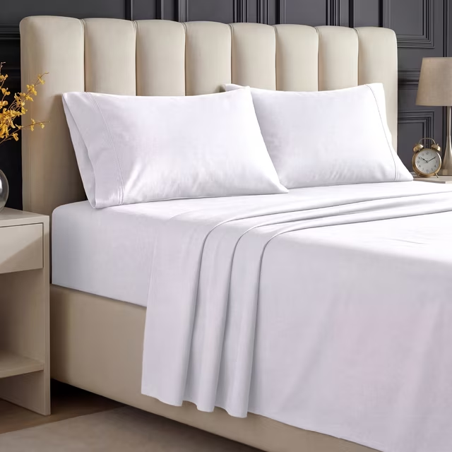 BNIB-4 Piece Queen Bed Sheet Set in White – Ultra-Soft Deep Pocket Microfiber Sheets, Wrinkle-Free,-$15