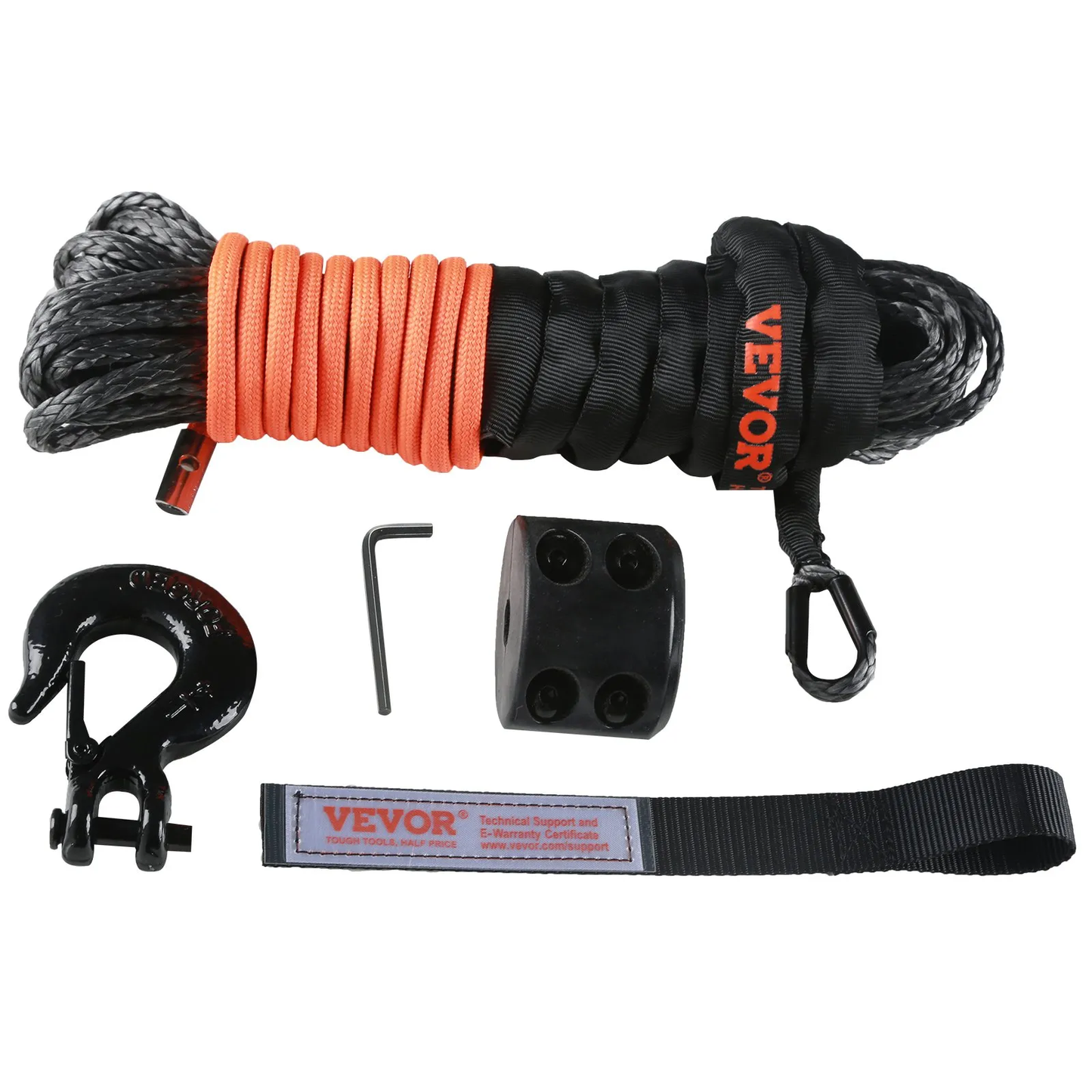 VEVOR Synthetic Winch Rope, 1/4 Inch x 50 Feet 10,000 lbs Synthetic Winch Line Cable Rope with Protective,-$25