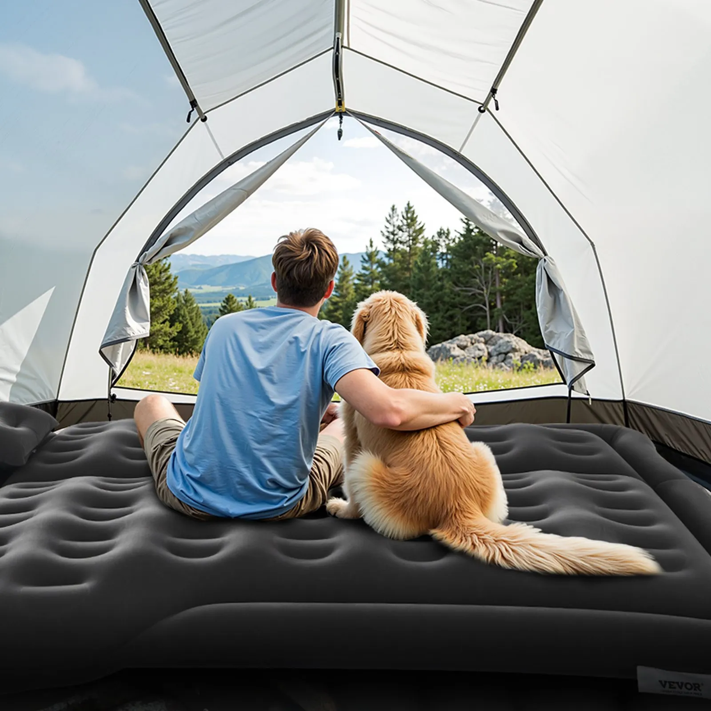 VEVOR Car Air Mattress, Inflatable Car Camping Mattress, Flocking Thickened Travel Beds,-$40