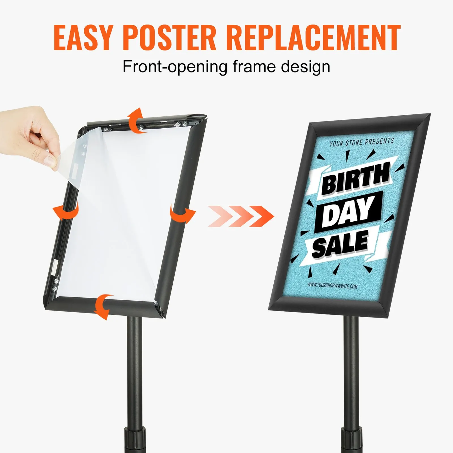 VEVOR Pedestal Sign Holder, 8.5 x 11 Inch Vertical and Horizontal Adjustable Poster Stand,-$20