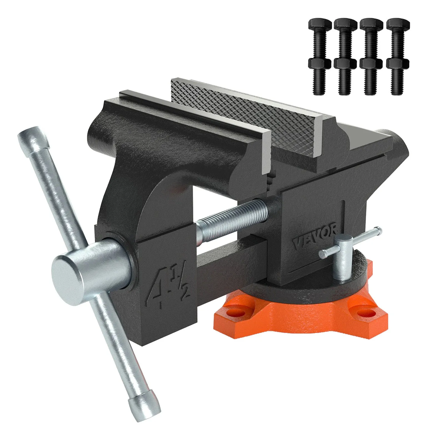 VEVOR Bench Vise, 4.5-inch Jaw Width 3.3-inch Jaw Opening , 240-Degree Swivel Locking Base,-$30