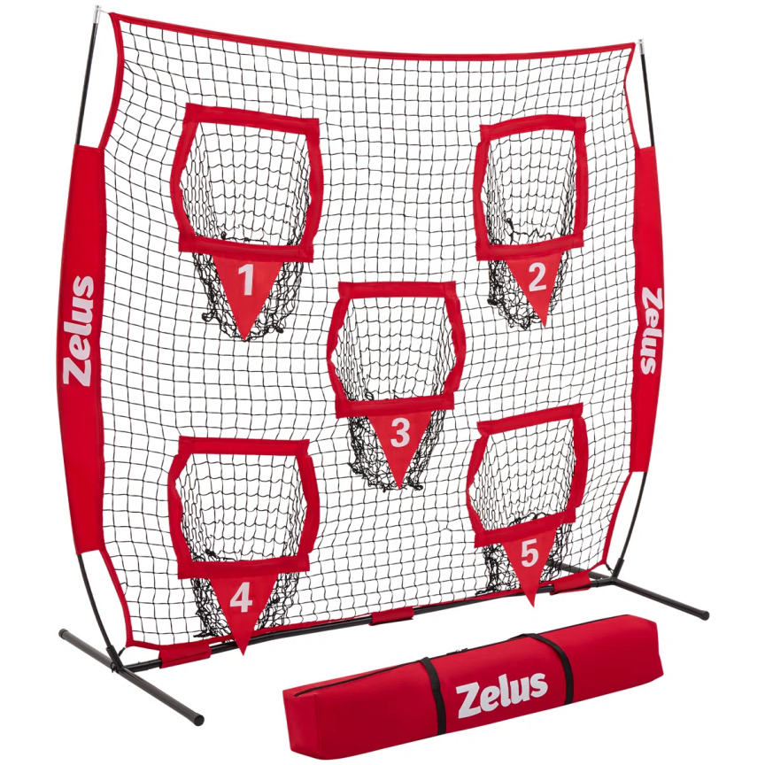BNIB-8 x 8 ft Red Football Throwing Net, Quarterback Training Equipment with 5 Target Pockets,-$115