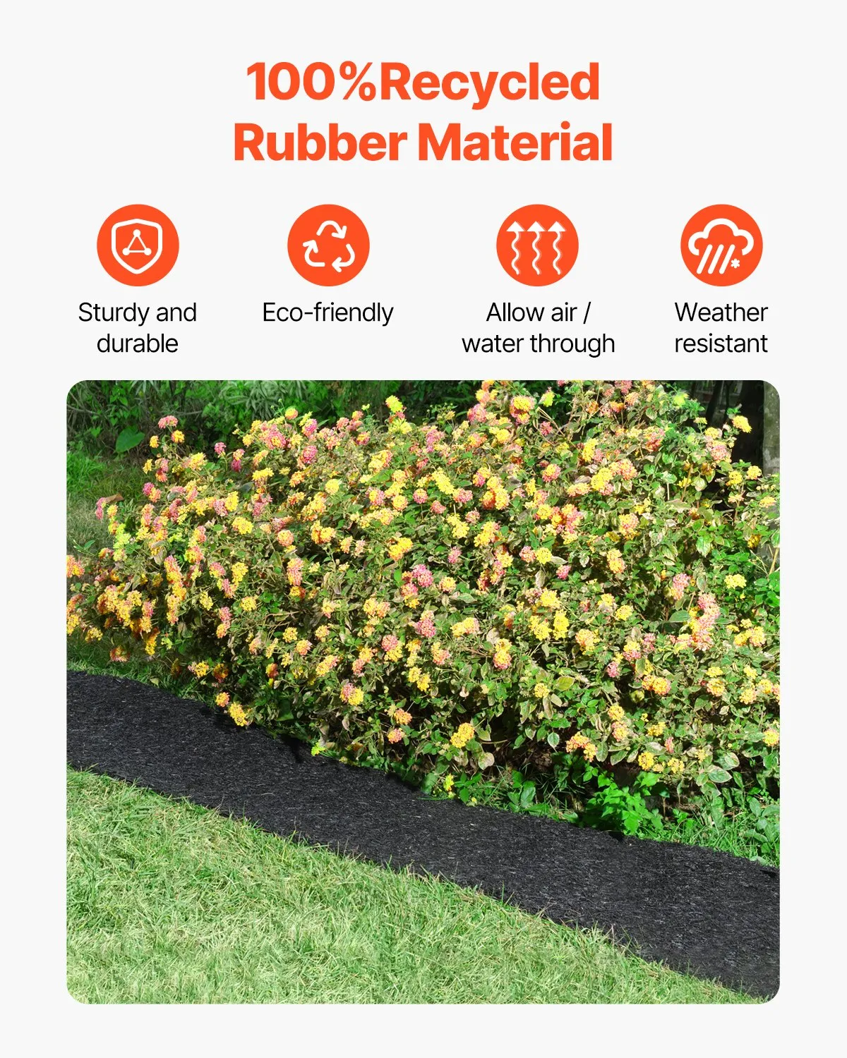 VEVOR Rubber Mulch for Landscaping, 2 Rolls Recycled Rubber Mulch Mat 120 x 4.5 in, -$25