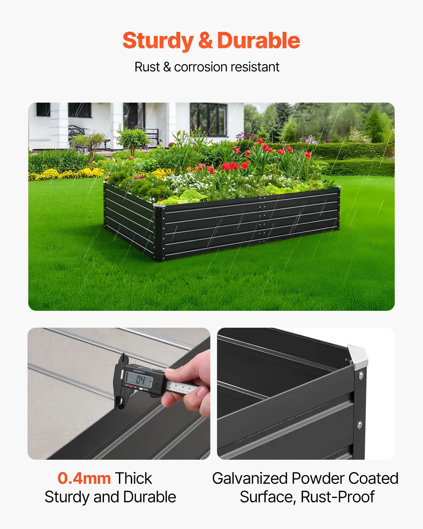 VEVOR Metal Raised Garden Bed, 6.7 x 3 x 1.5 ft Outdoor Galvalume Planter Garden Box, Open Bottom Design,-$55