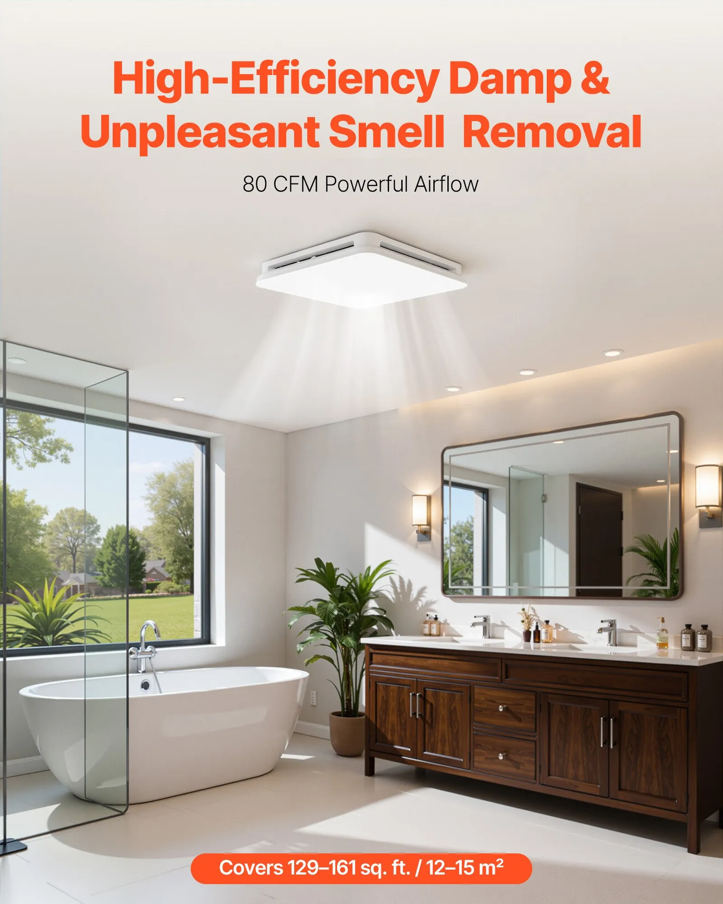 VEVOR Bathroom Exhaust Fan with LED Light, 80 CFM 4000K Bathroom Vent, 1.5 Sones Low-Noise,-$50