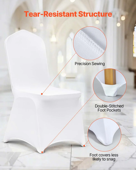 VEVOR Stretch Spandex Folding Chair Covers, Universal Fitted Chair Cover, Removable(50PCS White)
