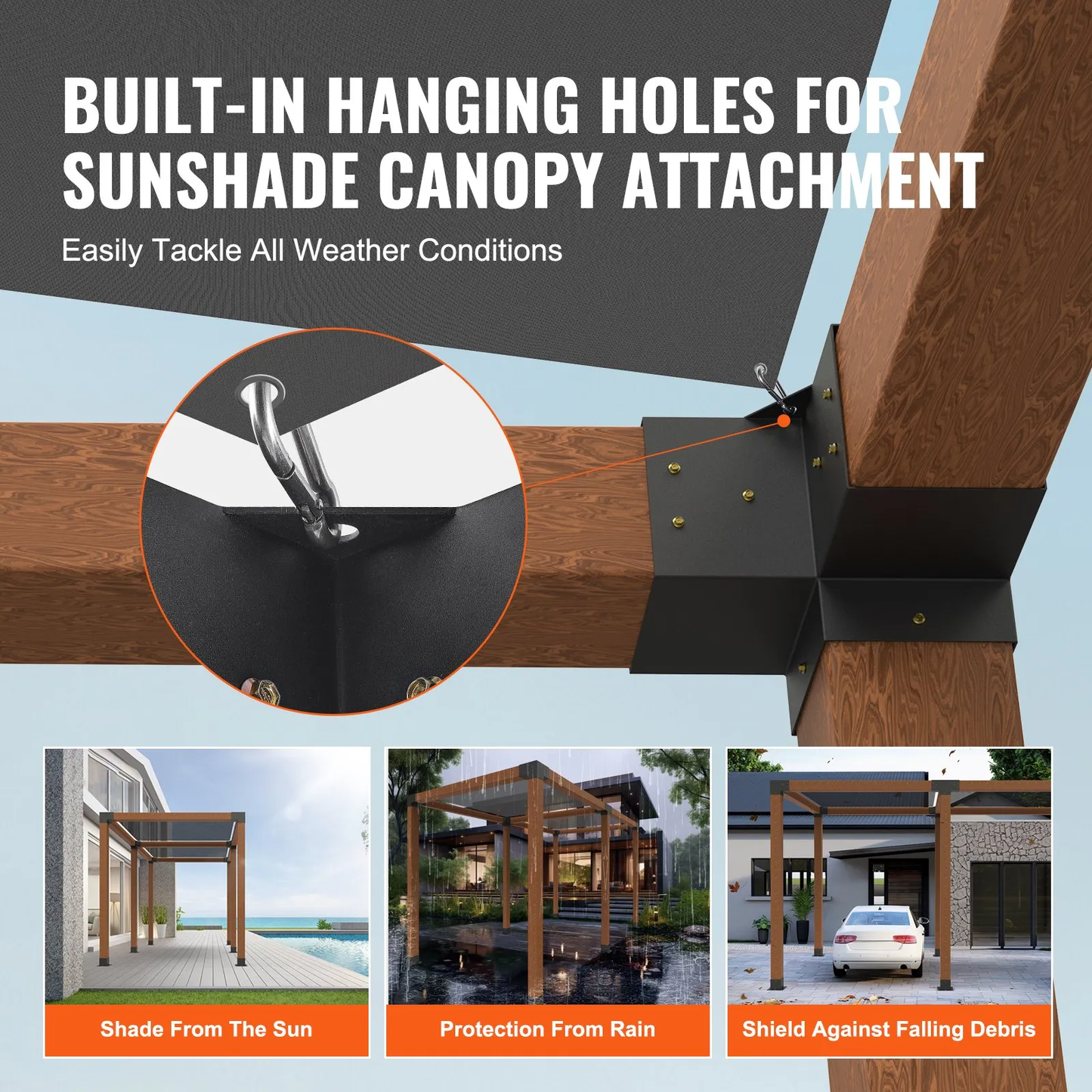 VEVOR Pergola Bracket Kit 6''x6''(Inner Size 5.6x5.6), 4pcs 3-Way Heavy Duty Corner Bracket,-$75