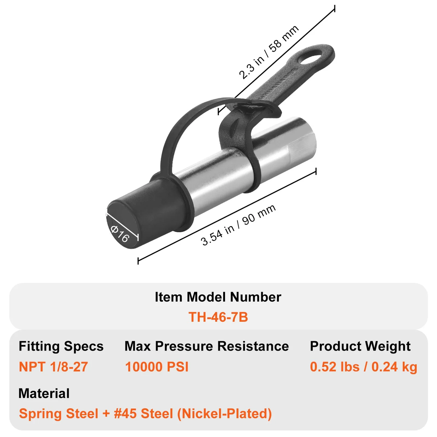 VEVOR Grease Gun Coupler, 10000 PSI High Pressure, 3-Jaw Locking, Quick Release Grease Gun Tip