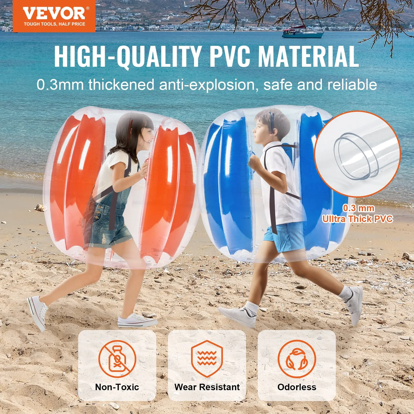 VEVOR Inflatable Bumper Balls 2-Pack , 3FT/0.9M Body Sumo Zorb Balls for Kids & Teens,-$45