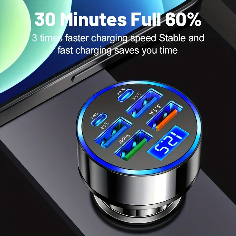 BNIB-Fast Car Charger, 6-in-1 Fast Car Charger | QC3.1 & USB Type-C, Dual Power Adapter,-$15 each