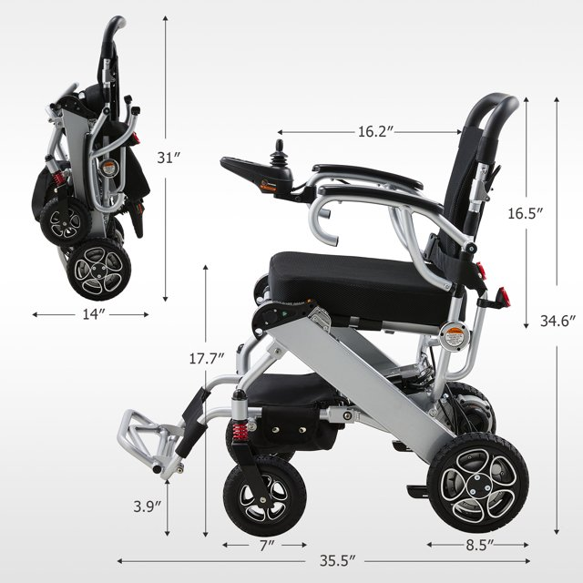 Brand New Assemble Brushless Folding Electric Wheelchair 300W Power Wheelchair, 12.4mi Range,-$1000