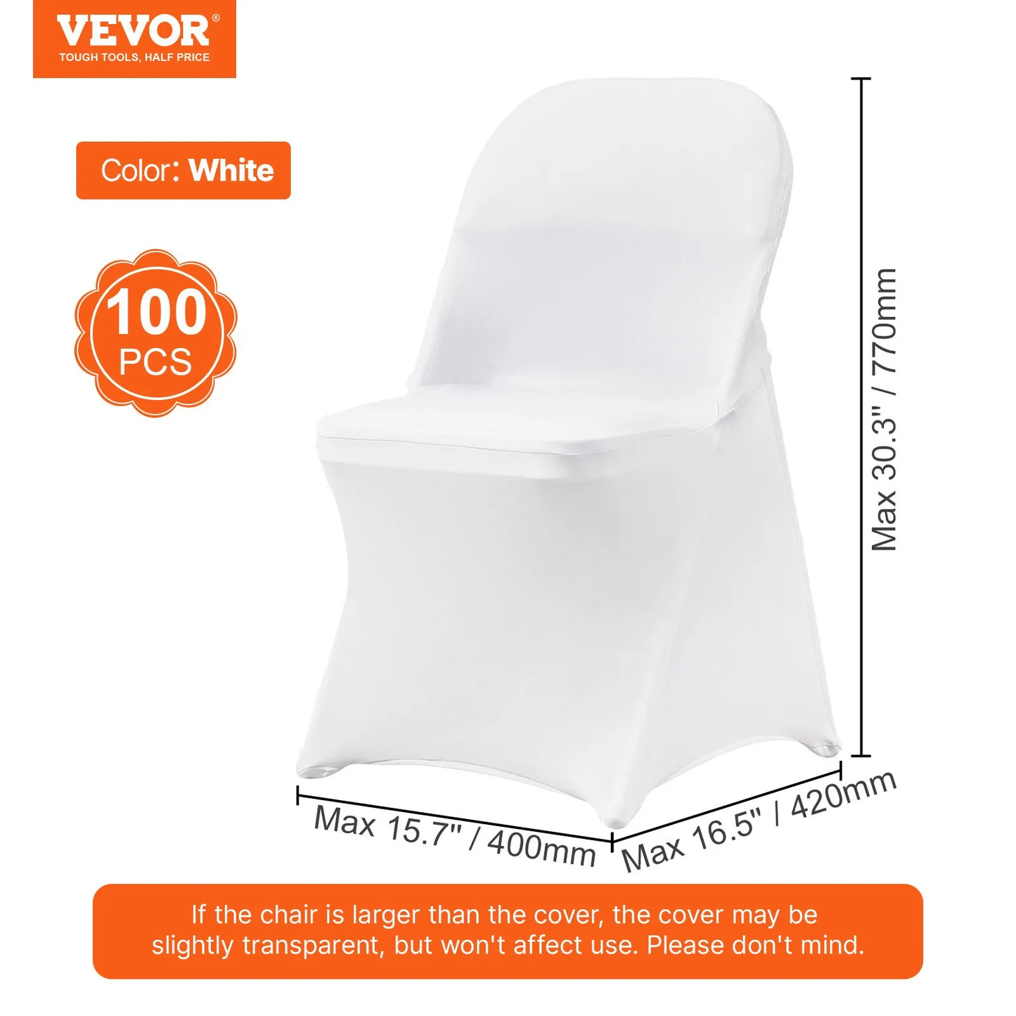Open Box(Some used)VEVOR Stretch Spandex Folding Chair Covers, Universal Fitted Chair Cover,  (100PCS White)-$100
