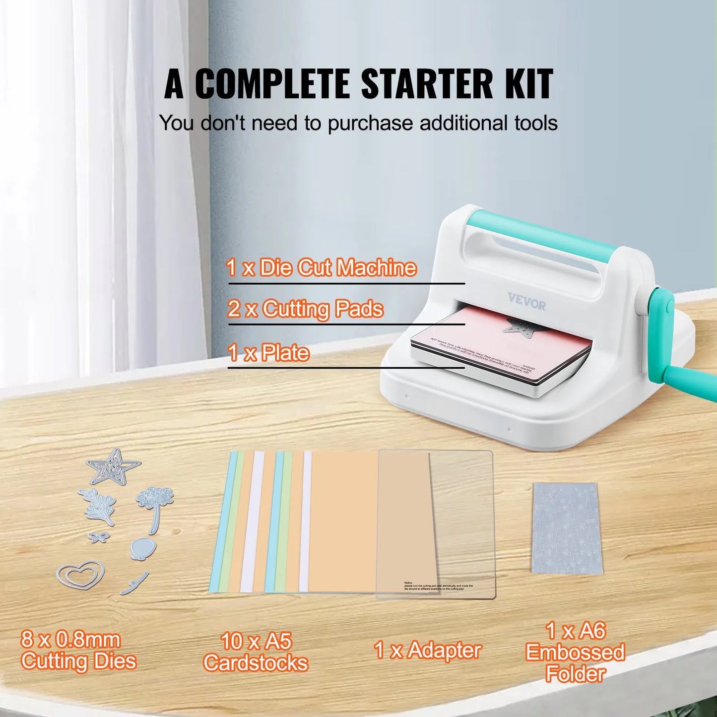 VEVOR Manual Die Cutting & Embossing Machine, Portable Cut Machines, 6 inch Opening Scrapbooking,-$55