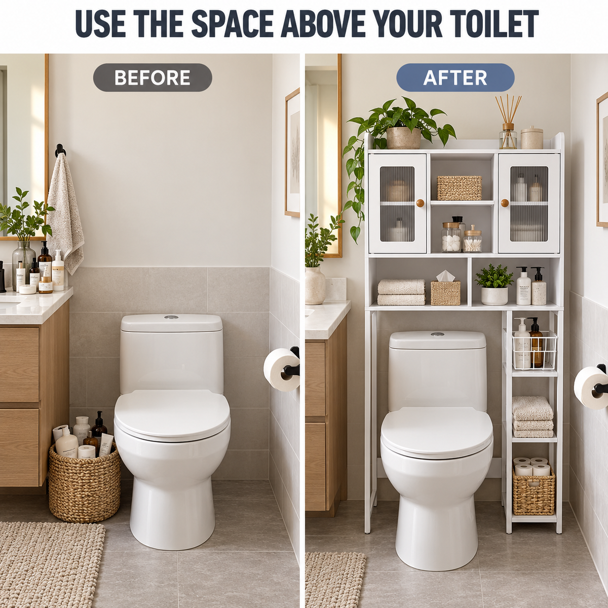 Brand New – Fully Assembled Over-the-Toilet Storage Cabinet – White -$120