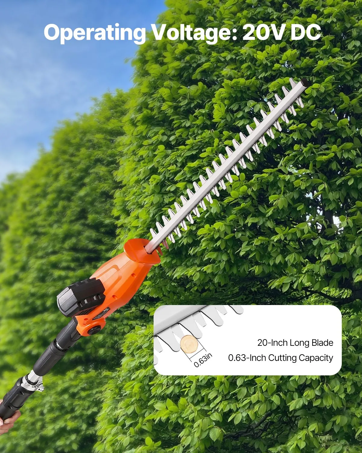 Open Box VEVOR Electric Hedge Trimmer, 1200 RPM, 6.2 - 7.8 Ft Extendable, Pole Hedge Trimmer,-$55