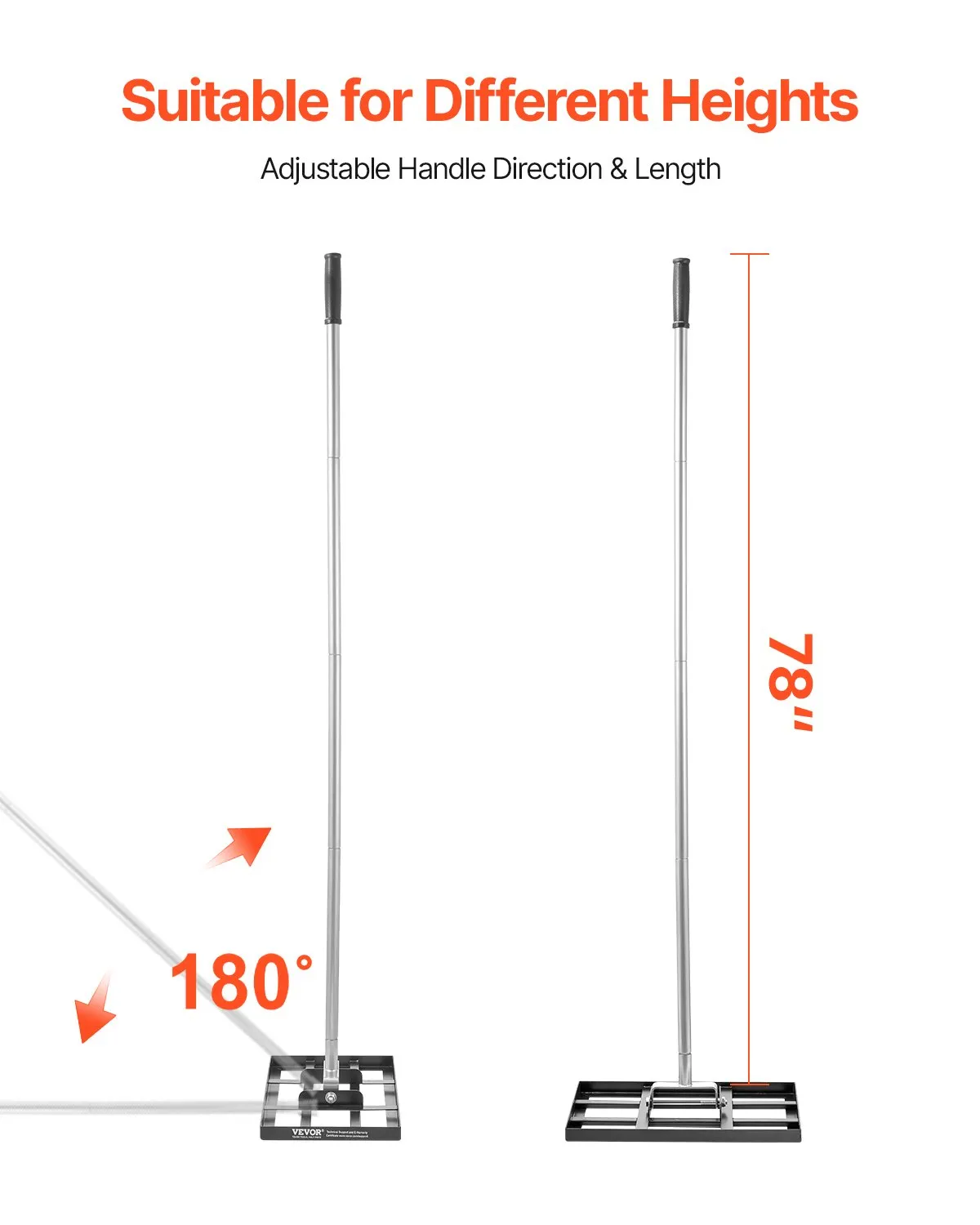 VEVOR Lawn Leveling Rake, Lawn Leveler with 78 in Handle, 17x10 in Ground Plate, Rust-Resistant,-$25
