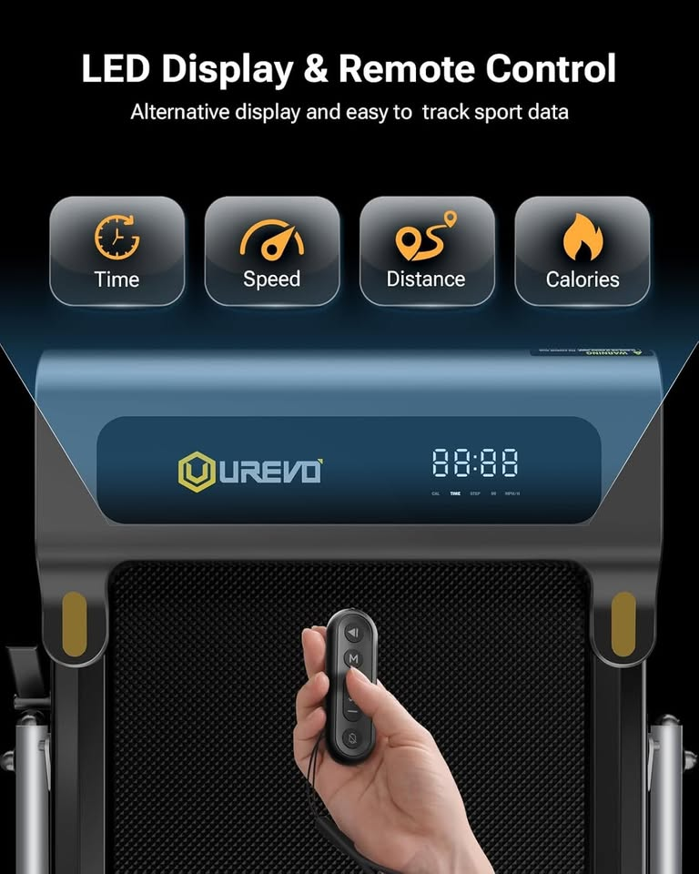 BNIB-UREVO 2.5HP 2-in-1 Folding Treadmill/Walking Pad, 1-12KM/H with Smart Rotary Console,-$280