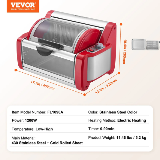 VEVOR Shawarma Grill Machine,Electric Stainless Steel Broiler Gyro Rotisserie Oven Doner Kebab Machine,