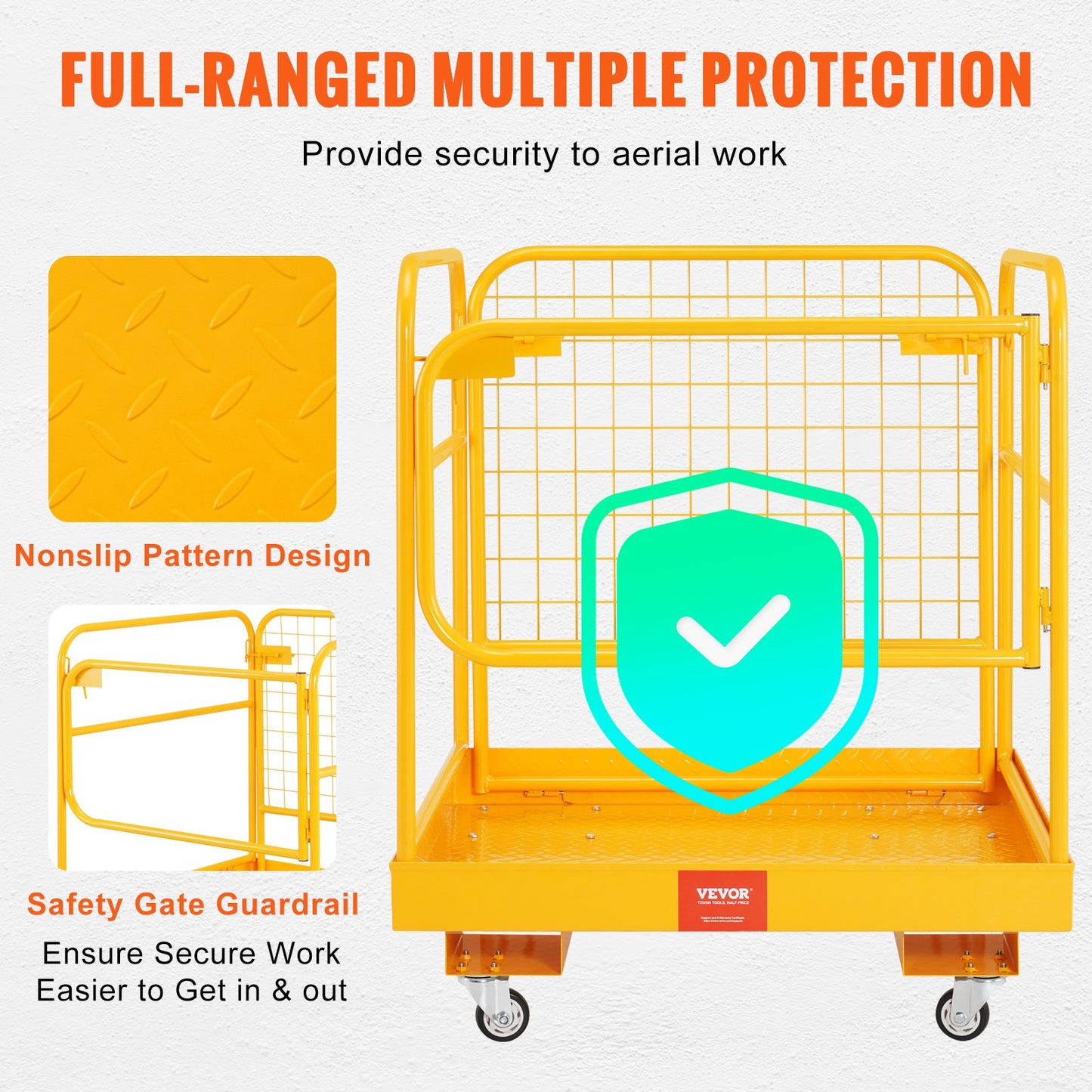 BNIB-VEVOR Forklift Safety Cage, 1200 lbs Load Capacity, 36 x 36 inches Folding Forklift Work Platform,-$220