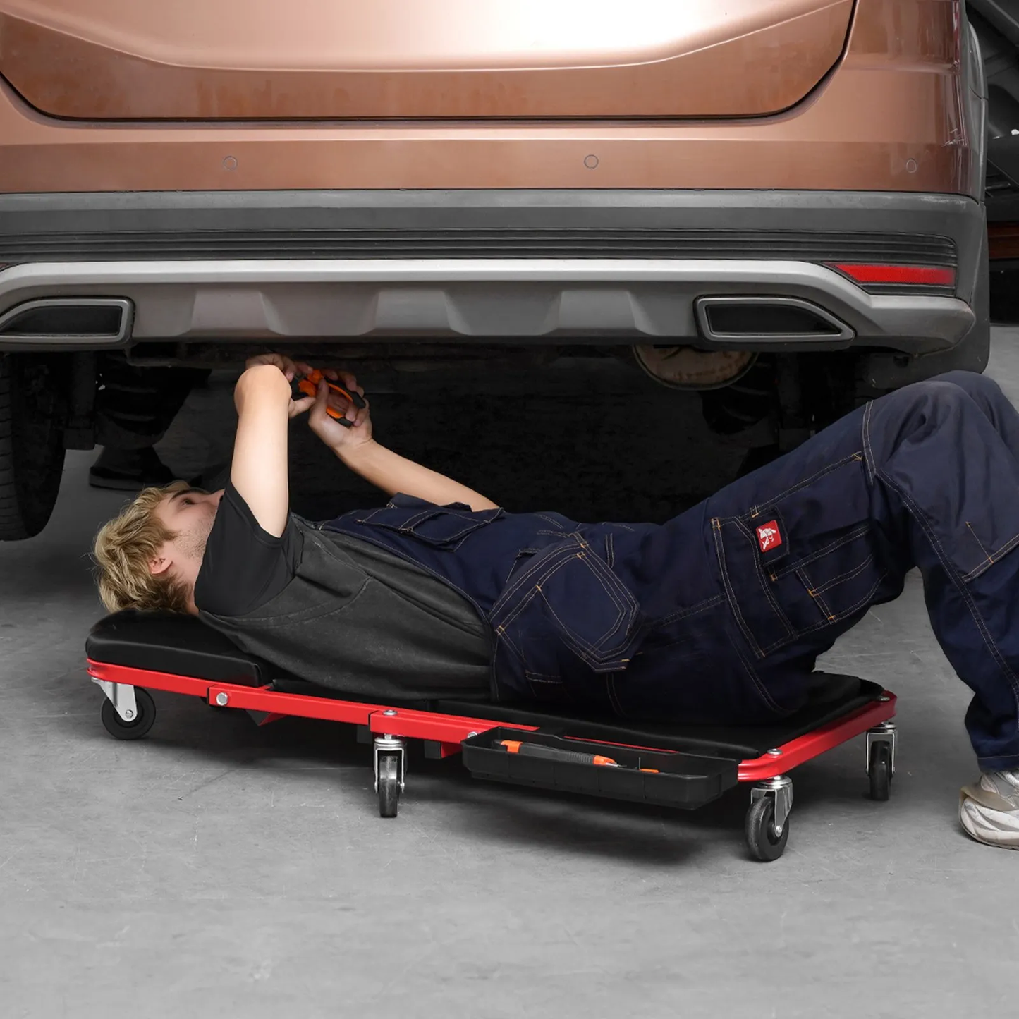 VEVOR Foldable Z Garage Creeper, 36 in, 300 lbs Load Capacity Rolling Folding Mechanic Creeper Stool,-$40