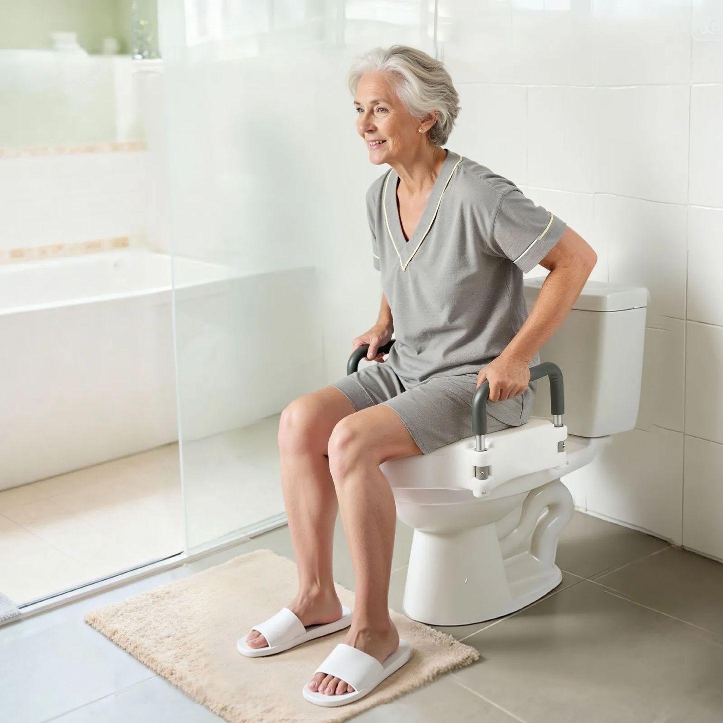 VEVOR Raised Toilet Seat with Arms, 300 lbs Load Capacity, 5-Inch Lift Height, Widened Commode,-$40