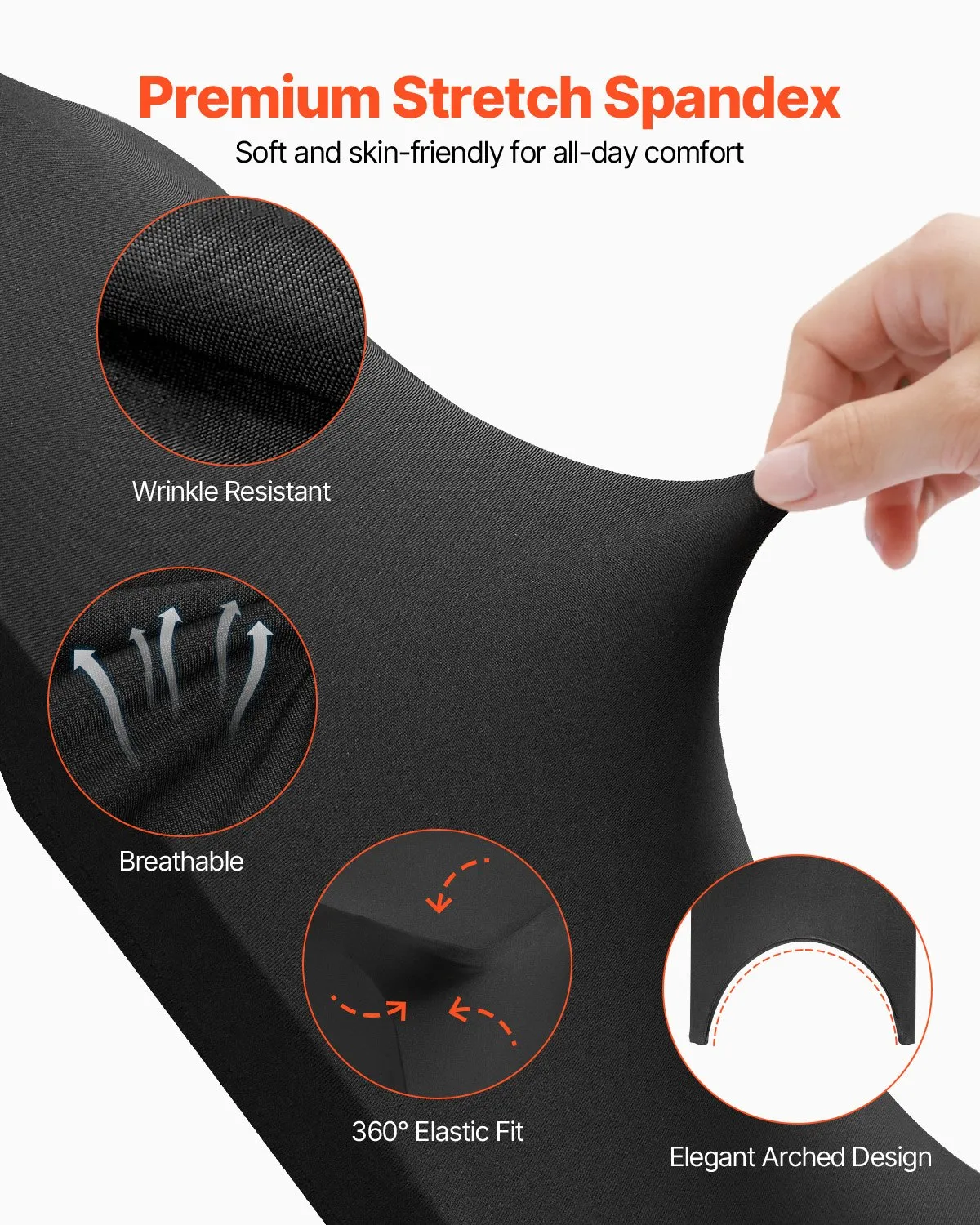 VEVOR Stretch Spandex Folding Chair Covers, Universal Fitted Arched Front Cover,(50PCS Black),-$60