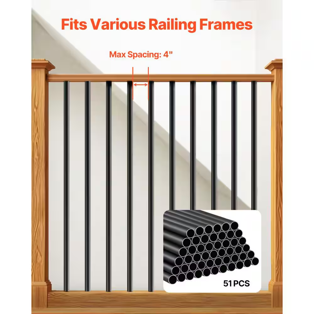VEVOR Staircase Balusters with 19 Drill Bit, 51 Pack, 36 in. Aluminum Metal Spindles 0.75 in,-$80