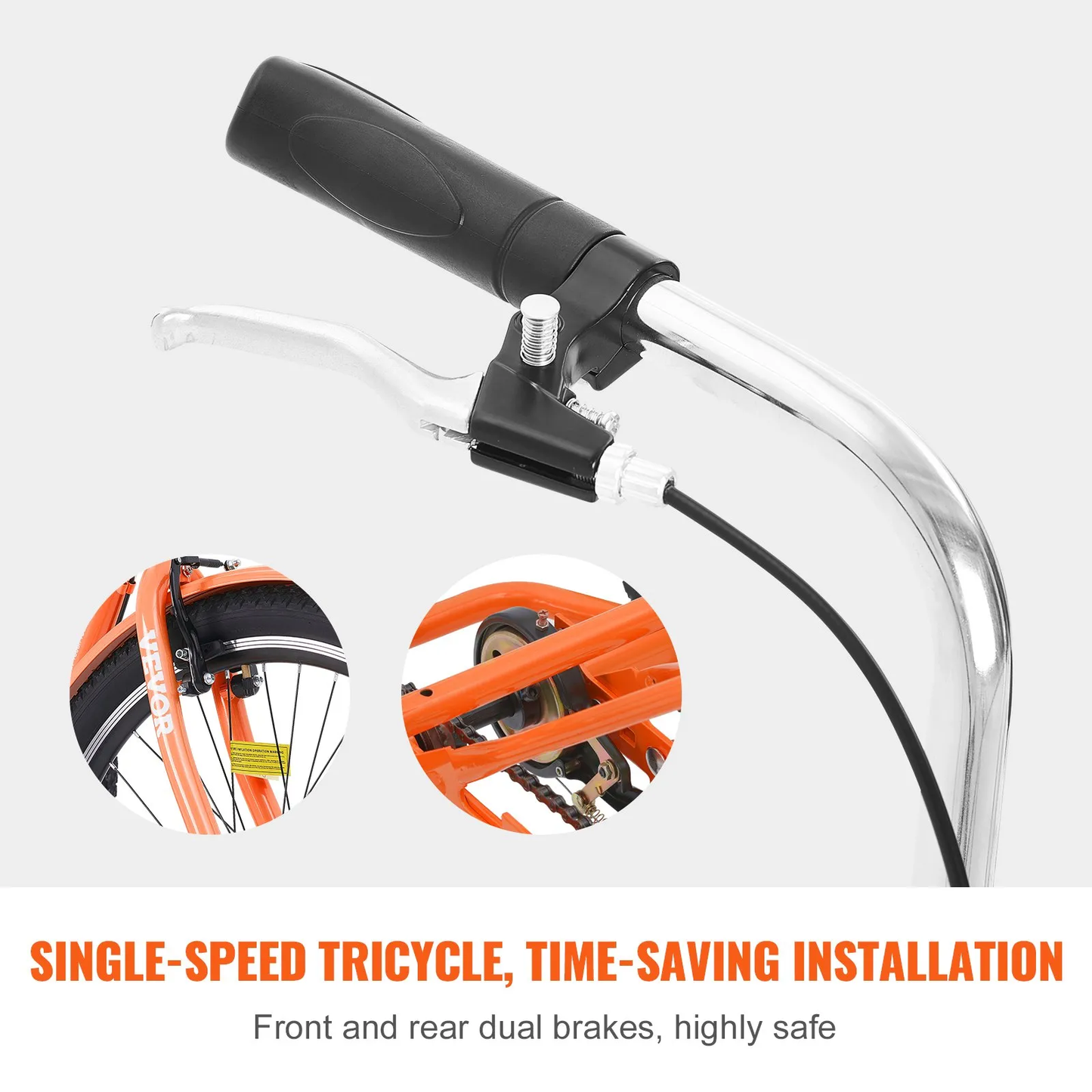 VEVOR Adult Tricycles Bike, 26 Inch Three-Wheeled Bicycles,Carbon Steel Cruiser Bike with Basket,-$220