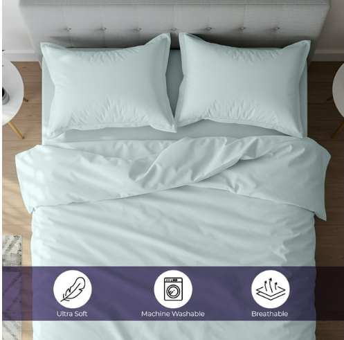 BNIB-3-Piece King Duvet Cover Set | 100% Cotton – Soft, Breathable & Durable with Corner Ties Button,-$20
