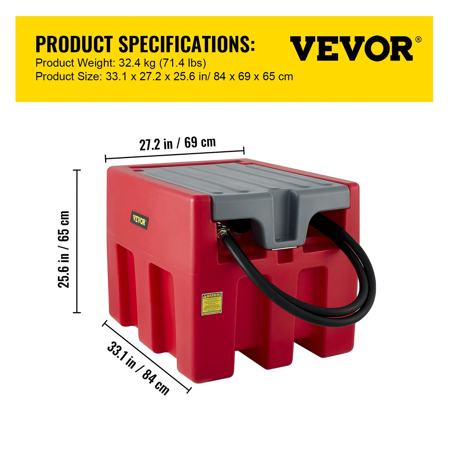 VEVOR Portable Diesel Tank, 58 Gallon Capacity, Diesel Fuel Tank with 12V Electric Transfer Pump,-$700