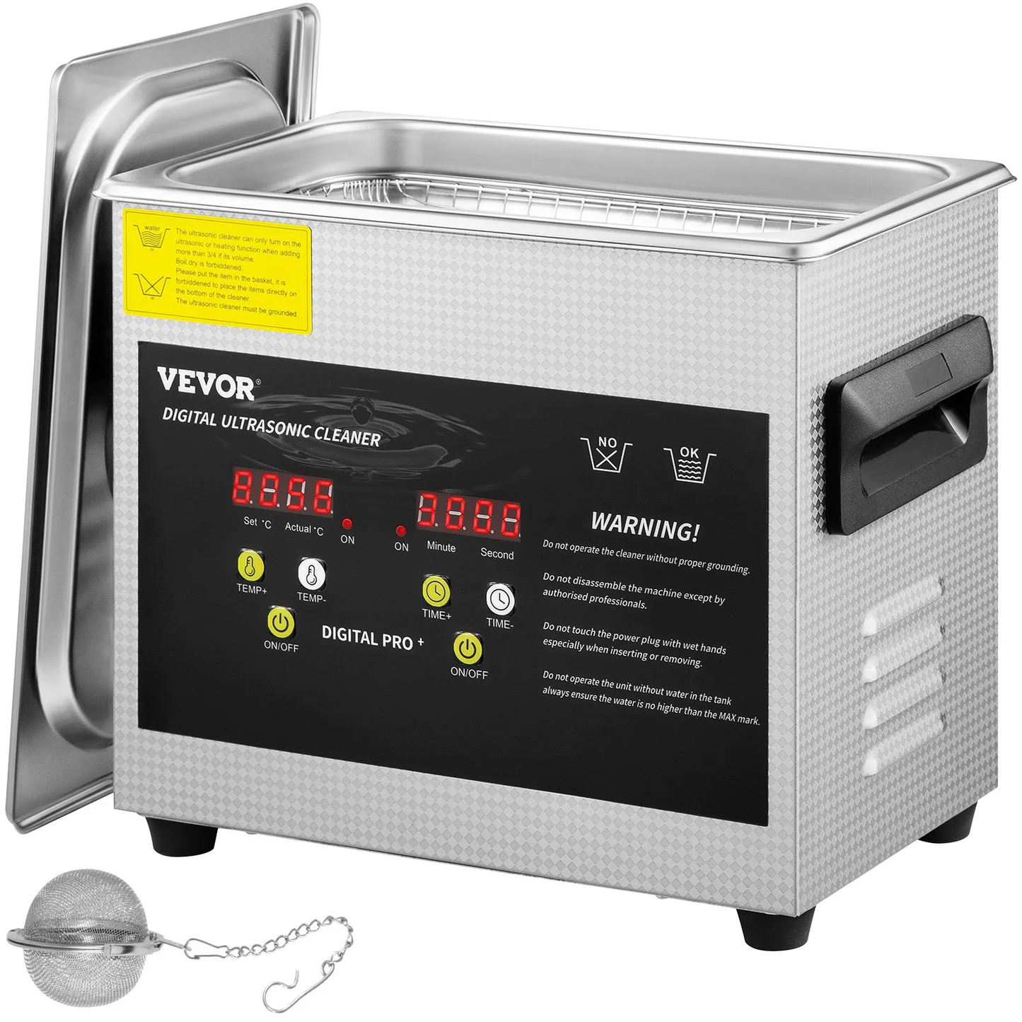 VEVOR Ultrasonic Cleaner 3L Ultrasonic Parts Cleaner 200W 40KHz Stainless Steel Ultrasonic Jewelry,-$45