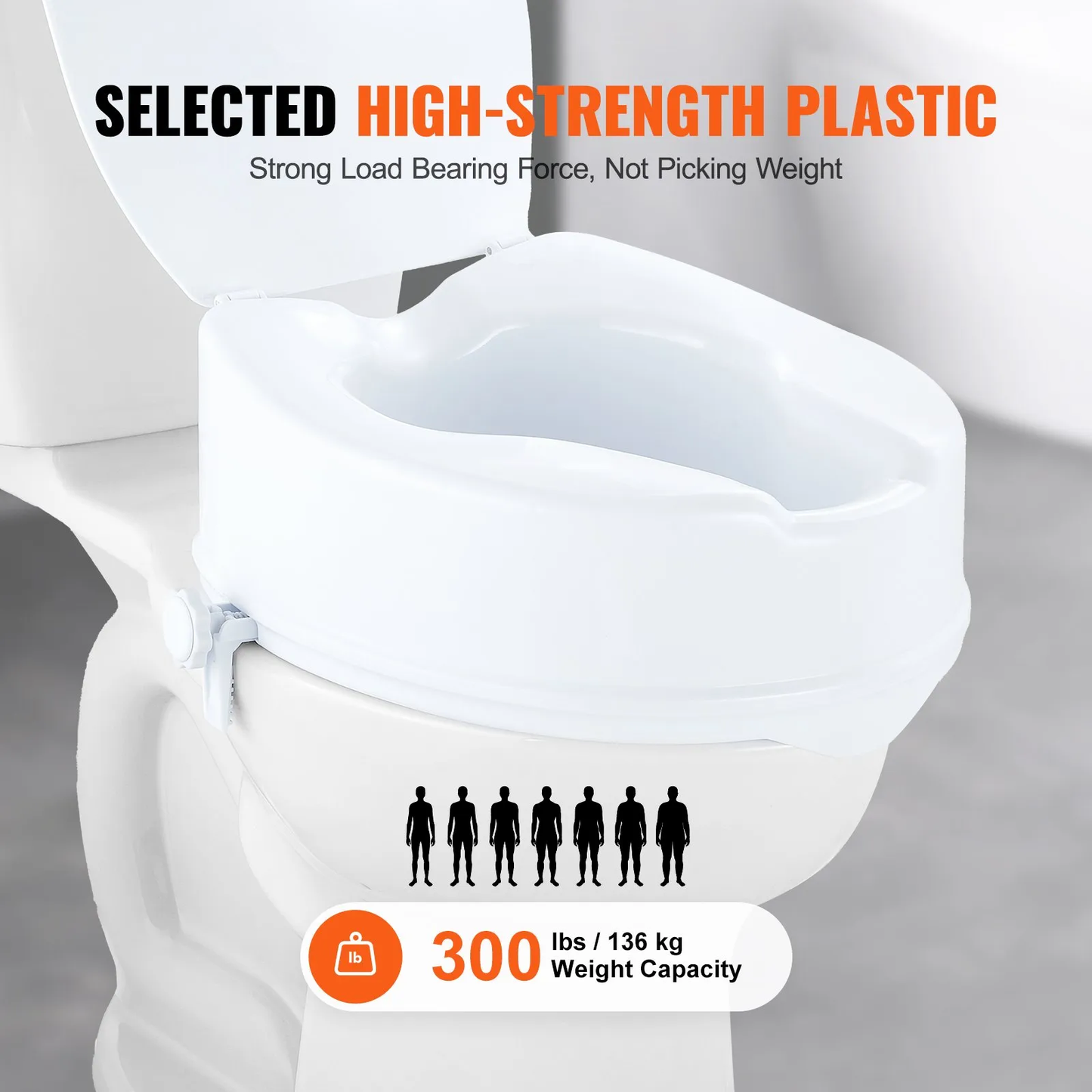 VEVOR Raised Toilet Seat, 6" Height Raised, 300 lbs Weight Capacity, Universal Toilet Seat Riser,-$30