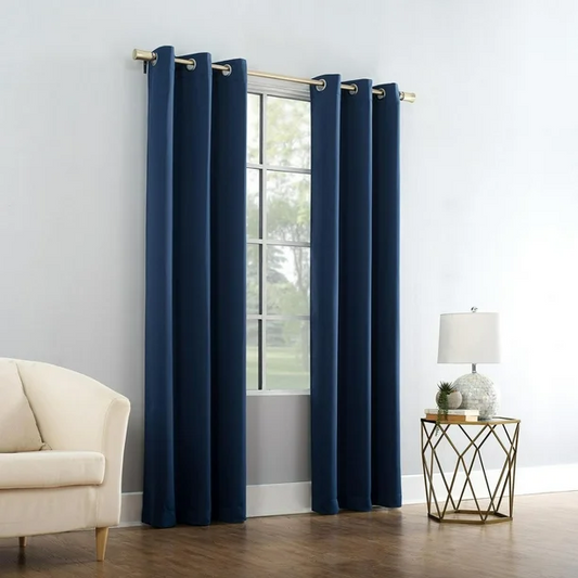 BNIB-SUN+BLK - Total Blackout Noise Reduction and Thermal Insulation Curtains - 2 Panels (dark blue),