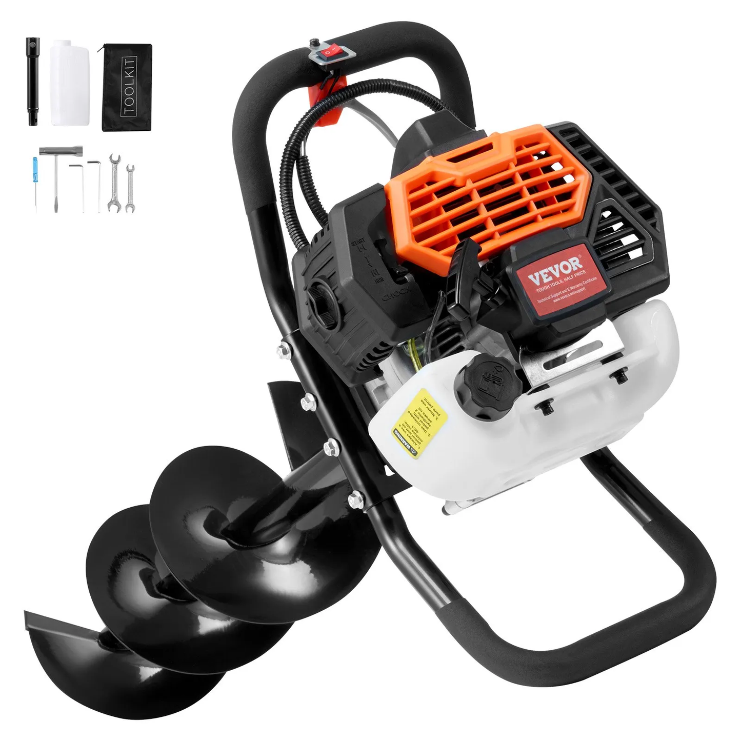 VEVOR Post Hole Digger Gas Powered, 52CC 1450W Earth Auger, Gas Auger with 8” Auger Drill,-$120