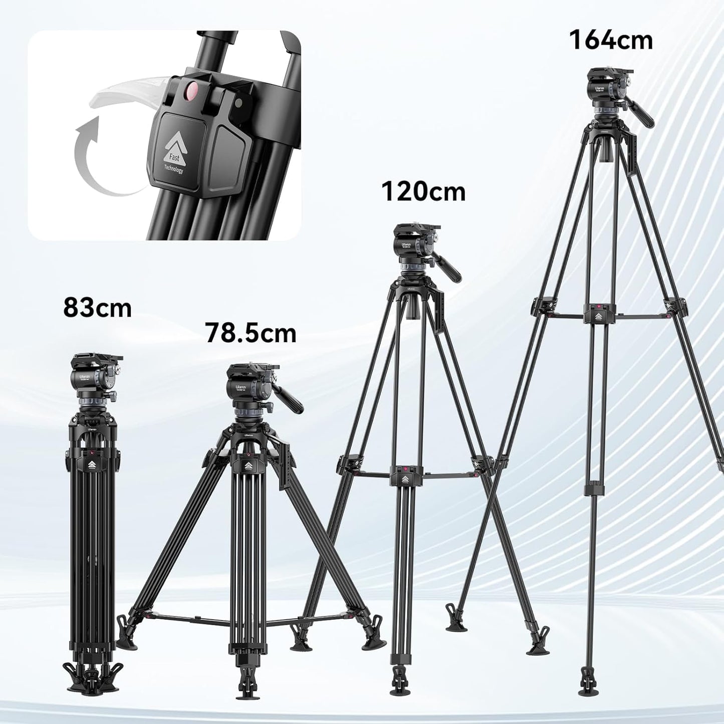 BNIB-Ulanzi Video Fast Heavy Duty Tripod Kit T048 Aluminum Alloy Tripod & Fluid Head,