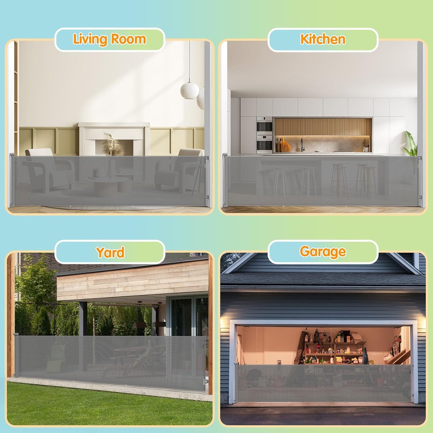 BNIB-200" Retractable Baby Gate Extra Wide, 34" Tall Mesh Baby Gate, Retractable Safety Gate,-$70