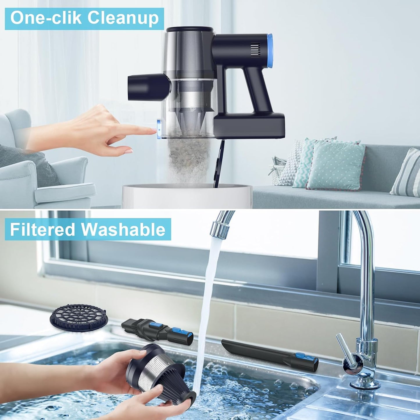 BNIB-Cordless Vacuum Cleaner, Powerful 6-in-1 Lightweight Stick Vacuum Up to 45mins Runtime