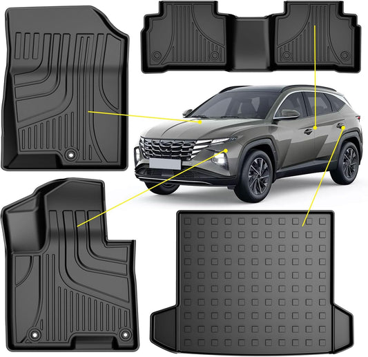 BNIB-All Weather Floor Mats & Cargo Liner for 2022-2025 Hyundai Tucson(Not Fit Hybrid) Car Mats Black,-$90