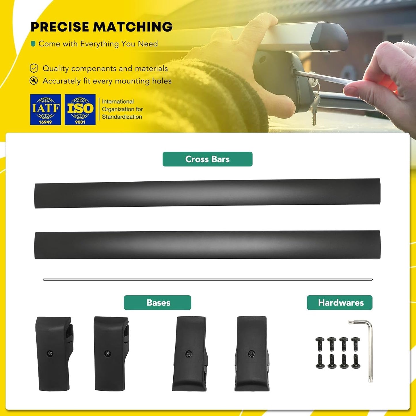 BNIB-YHTAUTO Car Roof Rack Cross Bar Compatible with Volkswagen Tiguan 2018-2024 w/Raised Rails,-$140
