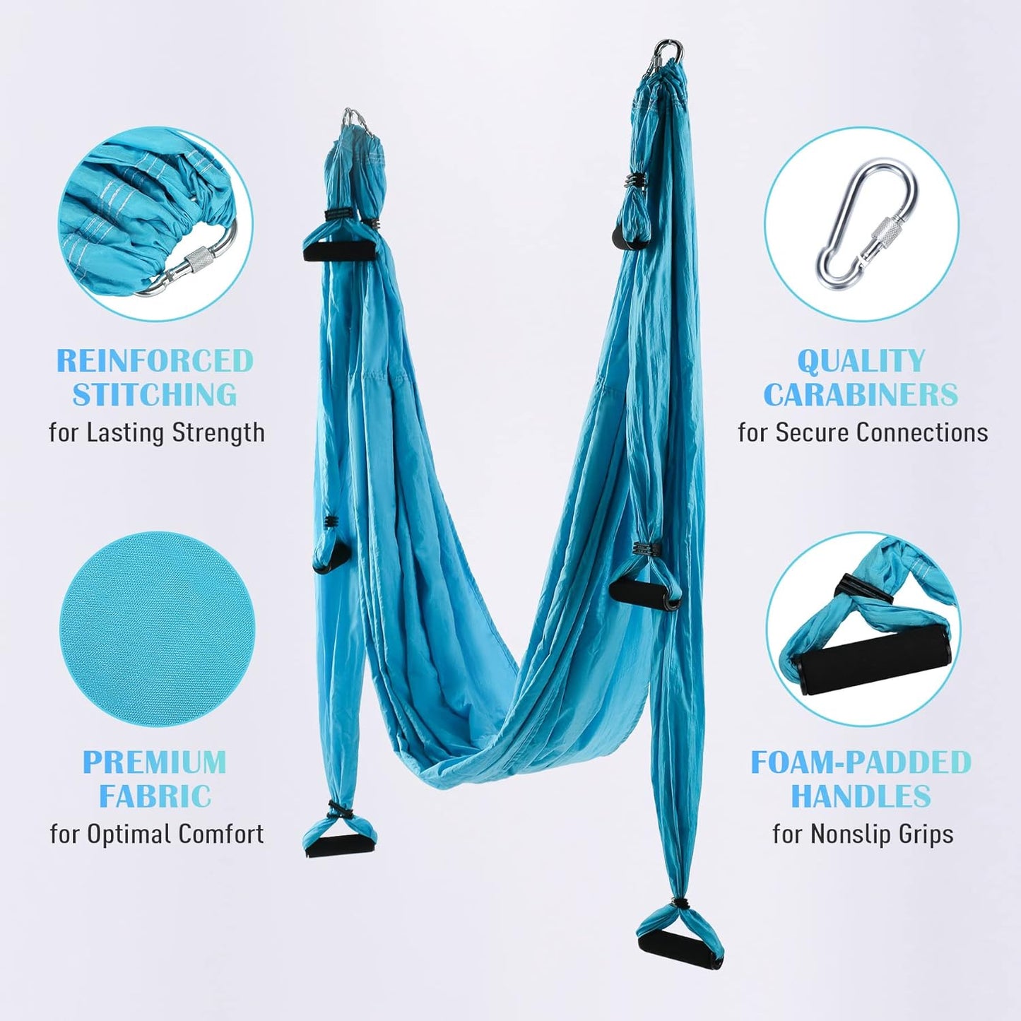 BNIB-Aerial Yoga Swing Sling Strong Yoga Hammock Kit Set with Ceiling Mounts & Daisy Chains (Blue Kit),-$50