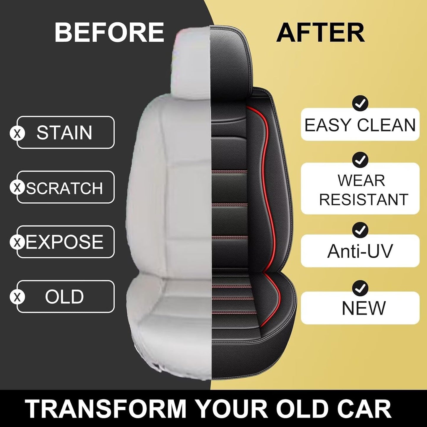 BNIB-Seat Covers for Volkswagen Taos 2022 2023 2024: 2 Front Seat Cover Leather Car Seat- Redline,-$80