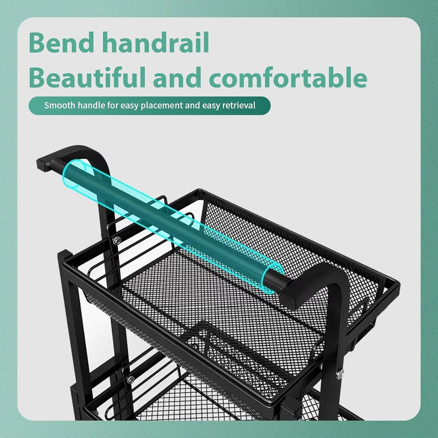 Brand New Assemble 3-Tier Foldable Metal Rolling Cart, Detachable Mesh Basket Utility Trolley,-$60