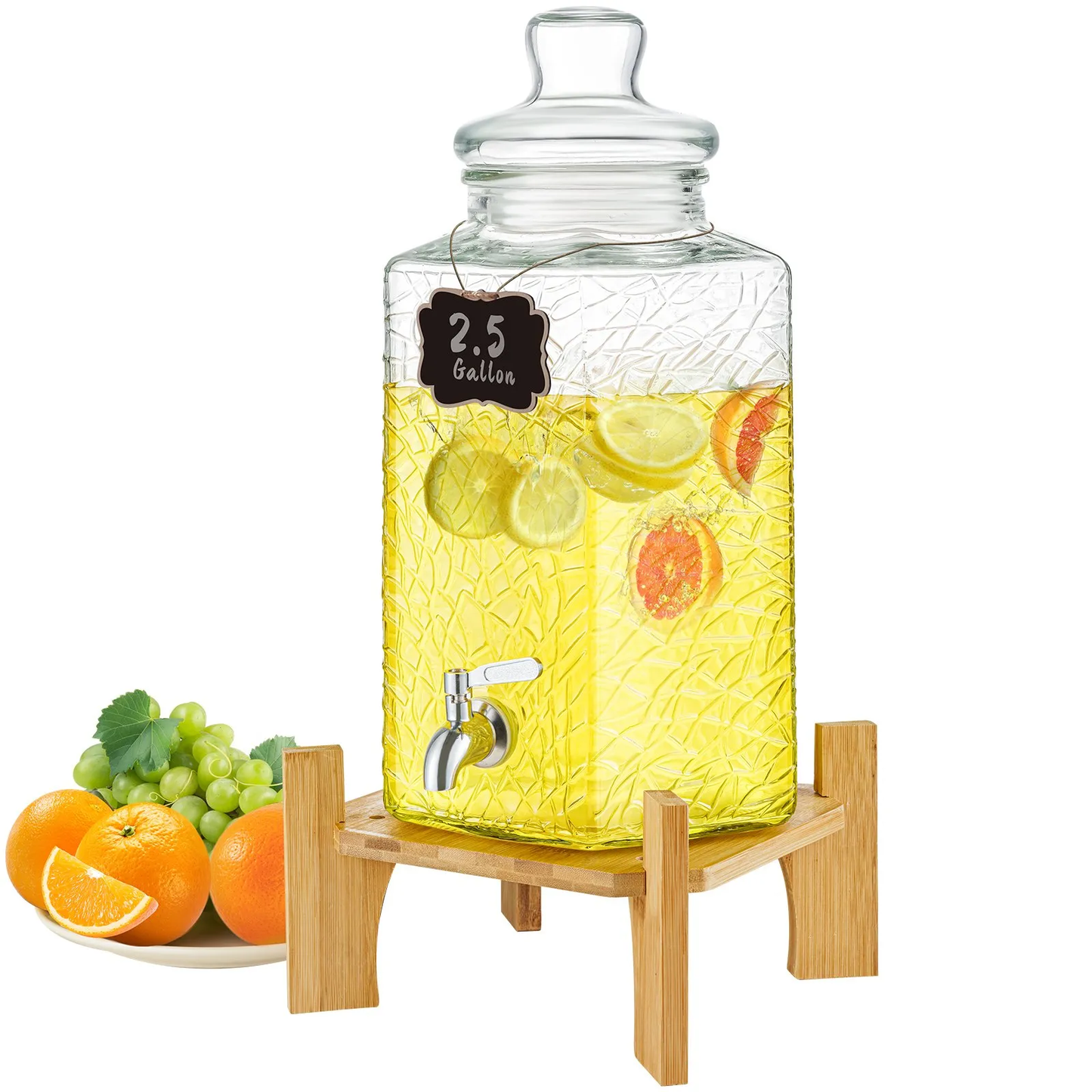 VEVOR Beverage Dispenser, 2.5 Gallon Drink Dispensers for Parties, Glass Juice Dispenser with Stand,-$40