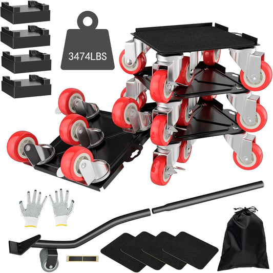 BNIB-Dolly 5 Wheels Heavy Duty Large Size Carbon Steel Panel Furniture Lift Max Load 1575kg,-$60