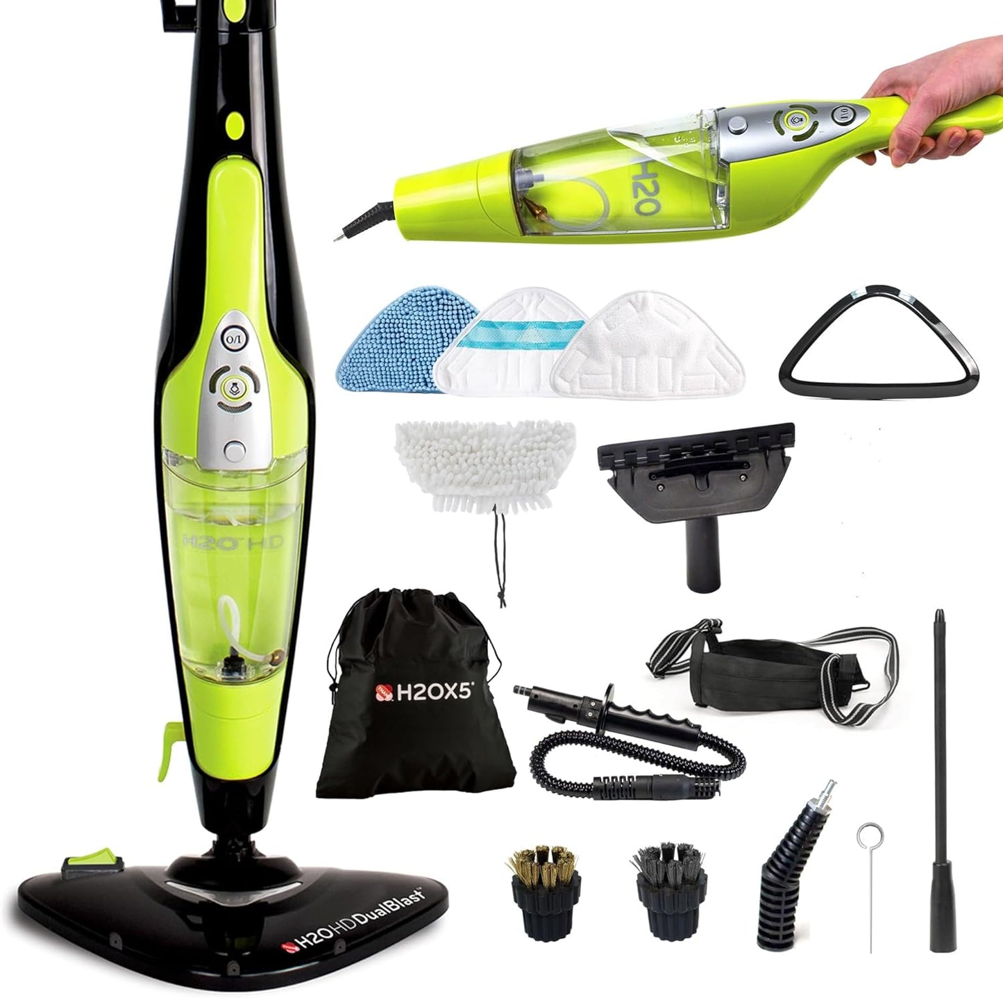 BNIB-H2O HD 5 in 1 Handheld Steam Cleaner System with 14-Piece Accessory Kit for Home,-$120