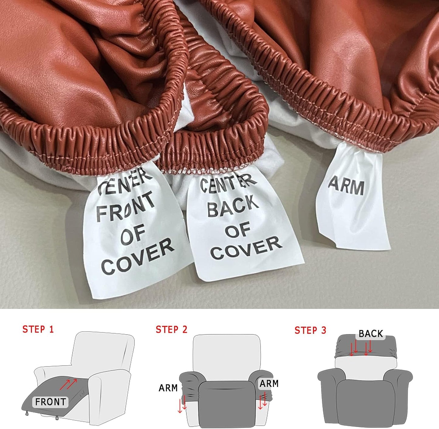 BNIB-Reclining Couch Covers Loveseat Recliner Chair Slip Covers Leather Waterproof Stretch Sofa Covers,-$20
