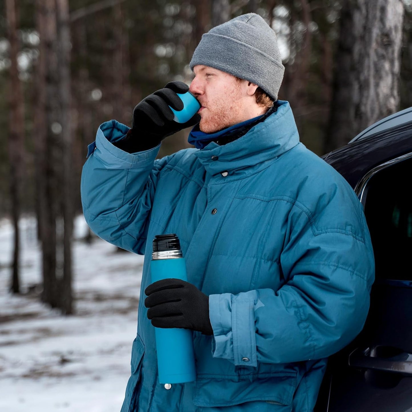 BNIB-OZERO Winter Gloves | Thermal Gloves with Warm Fleece and Anti-skid Suede - for Men & Women,Size: L