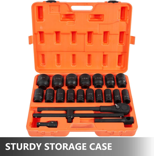 BNIB-VEVOR Impact Socket Set 3/4 In 22 Piece Standard Impact Sockets, Impact Standard SAE Sizes 13/16 In to 2 In