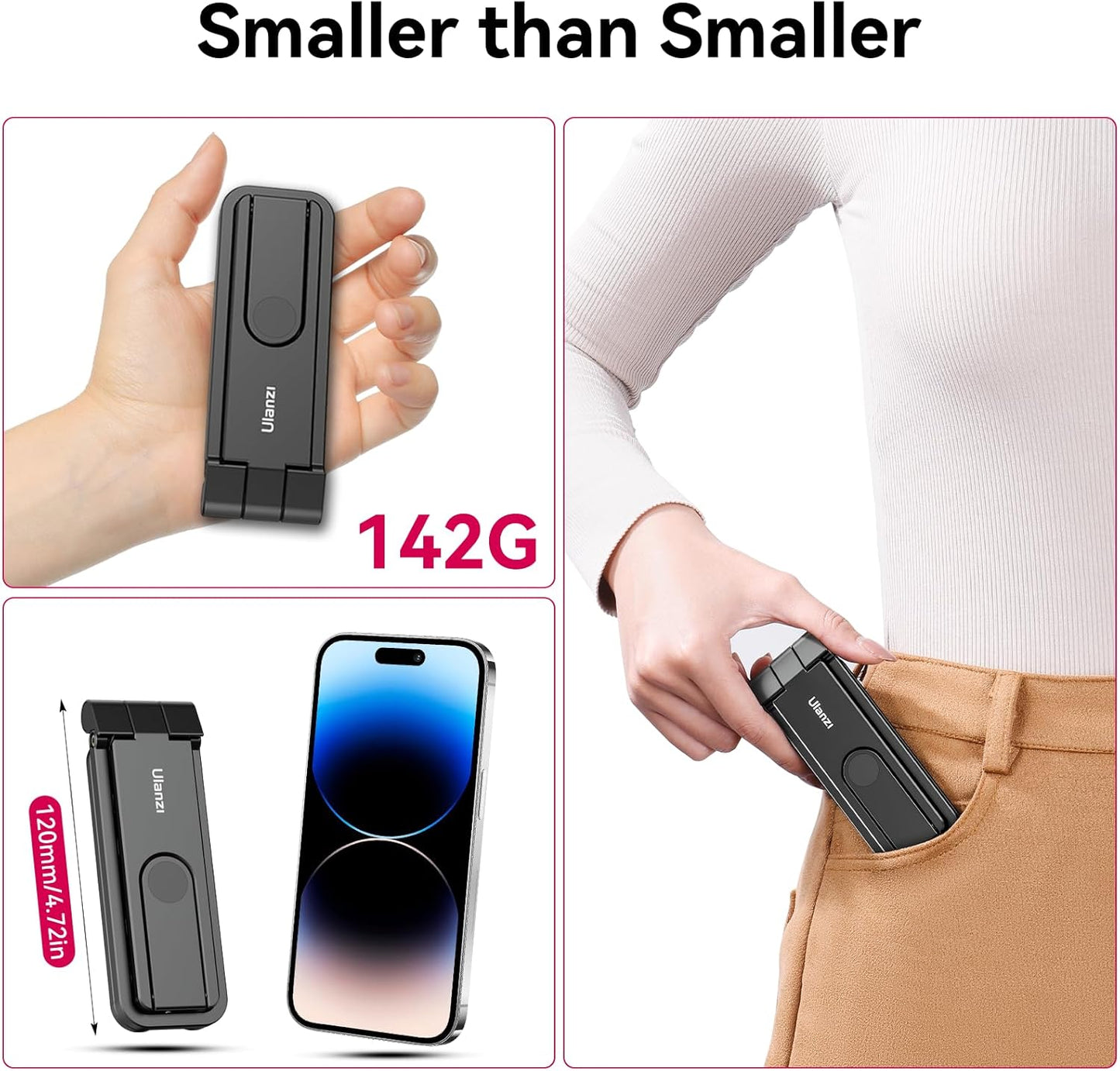 BNIB-ULANZI MA26 Pocket Phone Tripod Metal Phone Stand with Dual Cold Shoe 360° Rotable Foldable